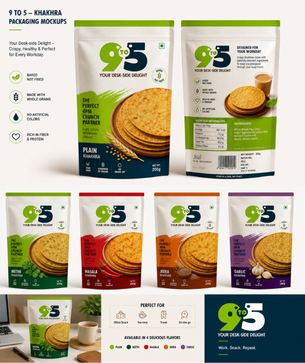 9 to 5 packaging system across flavours
