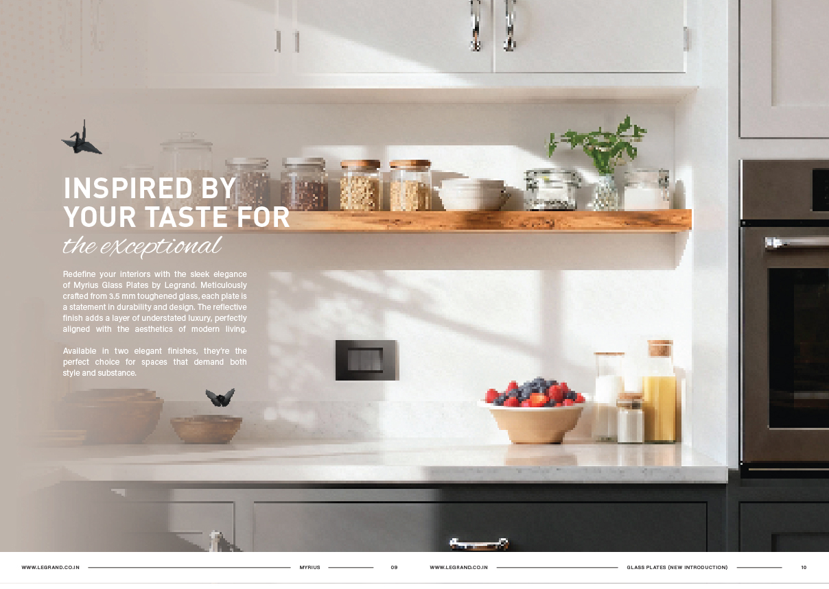 Legrand Myrius glass plates editorial spread