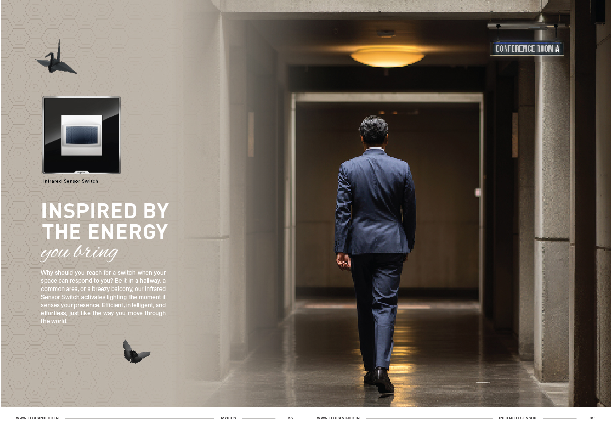 Legrand Myrius infrared product editorial spread