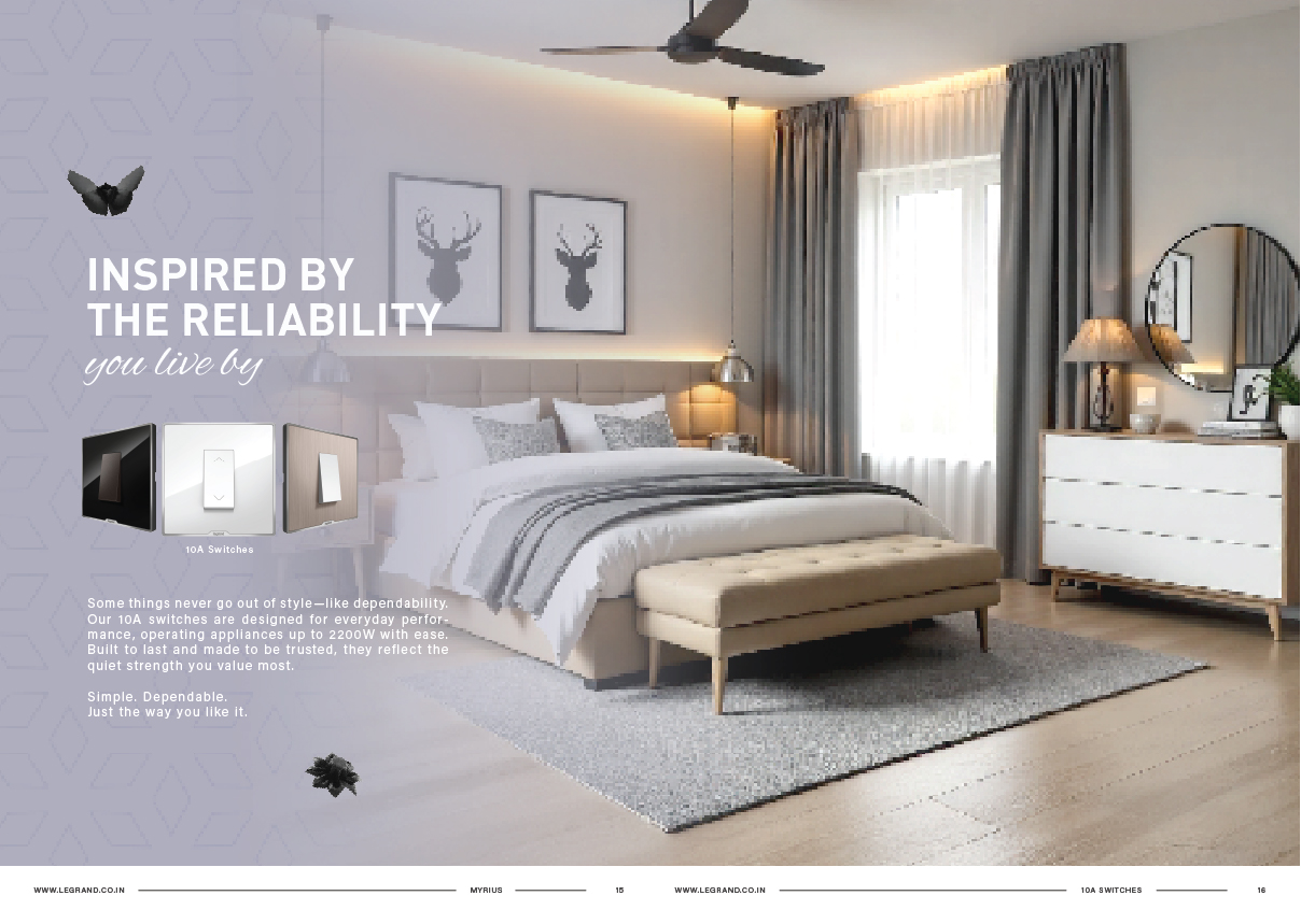 Legrand Myrius 10A sockets brochure spread