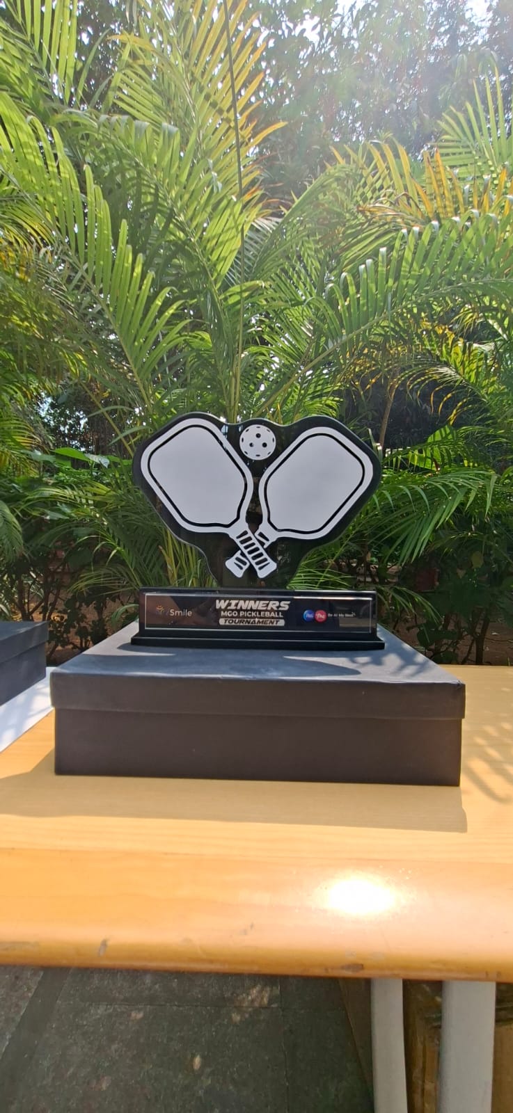 P&G Pickleball winner trophy displayed at the event